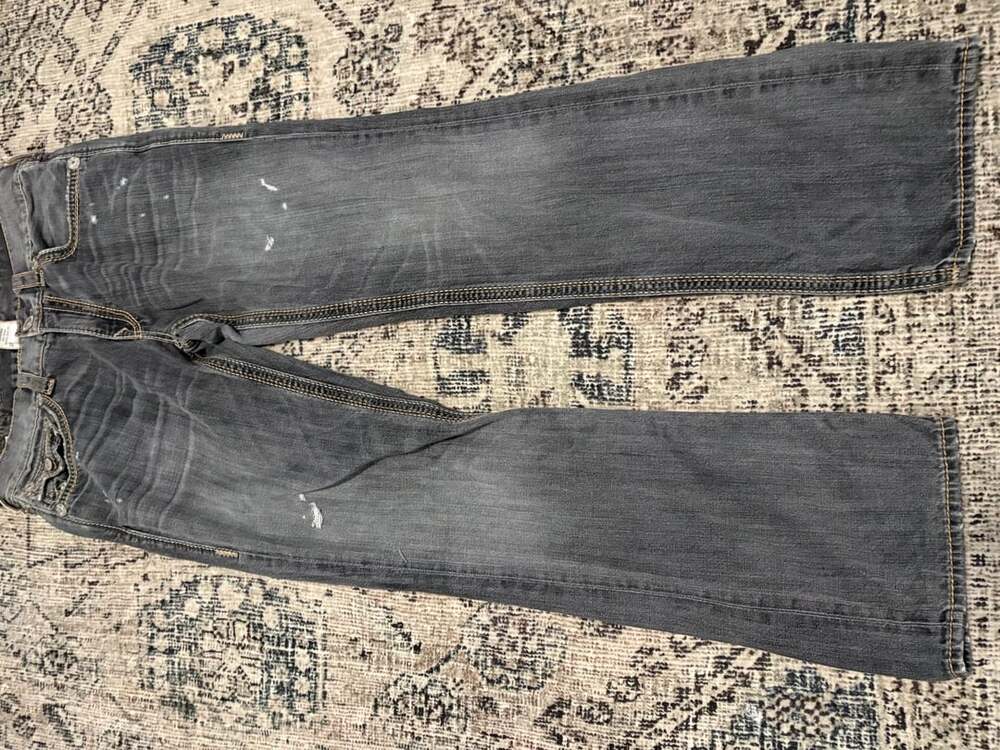 True Religion Ricky Big QT Grey Distressed Denim Jeans Size 33